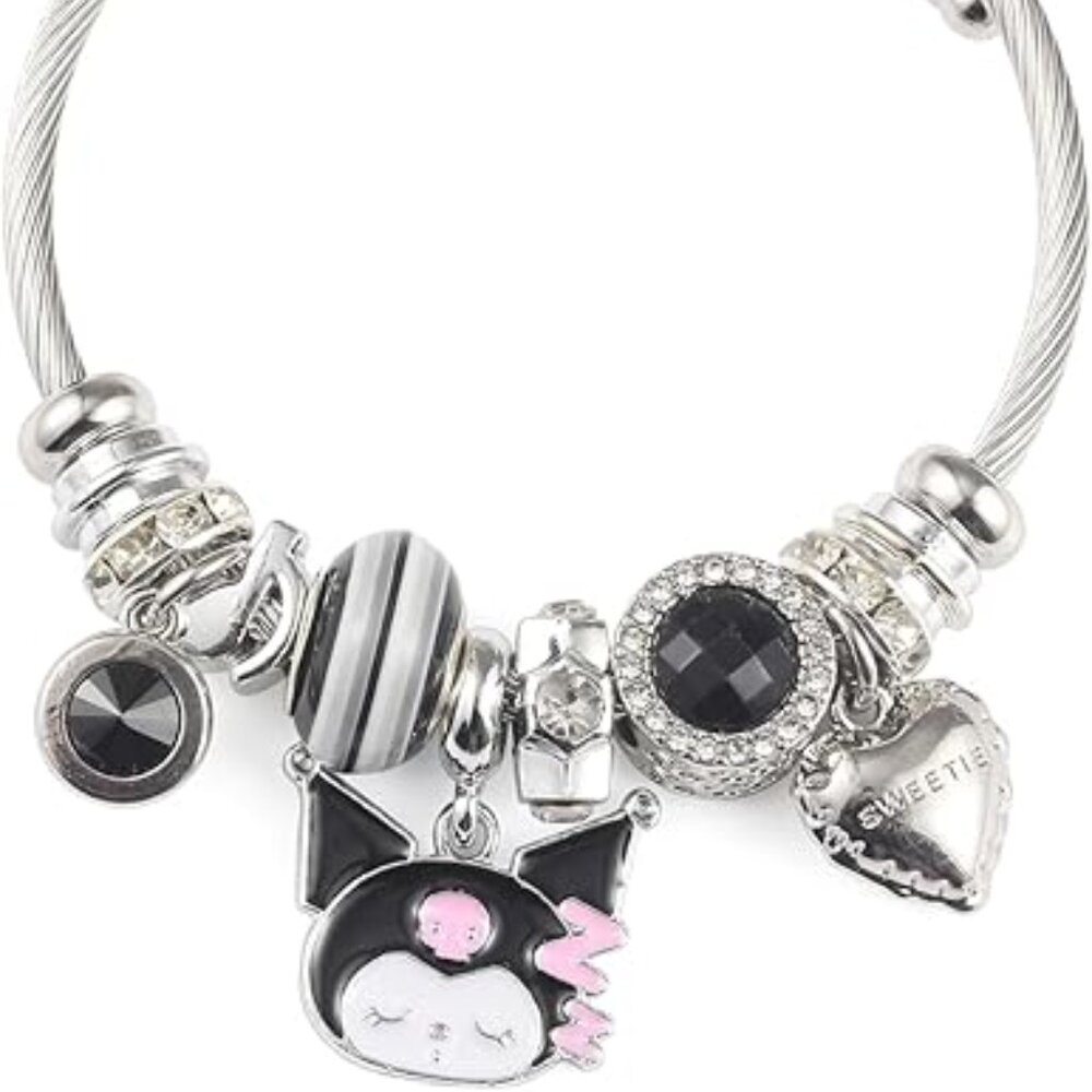 Cute Charm Bracelet, Adjustable Stainless Steel Bracelet, Anime Cartoon
